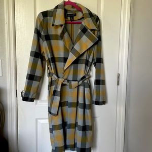 Women’s yellow and gray wide gingham overcoat